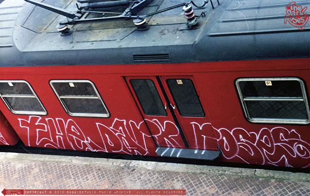 The Dark Roses on Steel by DoggieDoe and Ruiz, Dybbelsbro Station - The Dark Roses - Copenhagen Central Station, Copenhagen, Denmark 1986-85